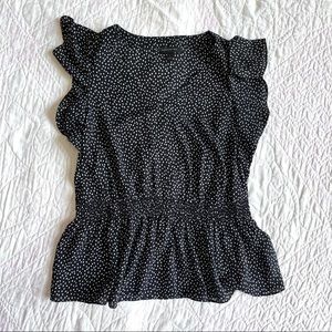 Banana Republic black and white peplum blouse